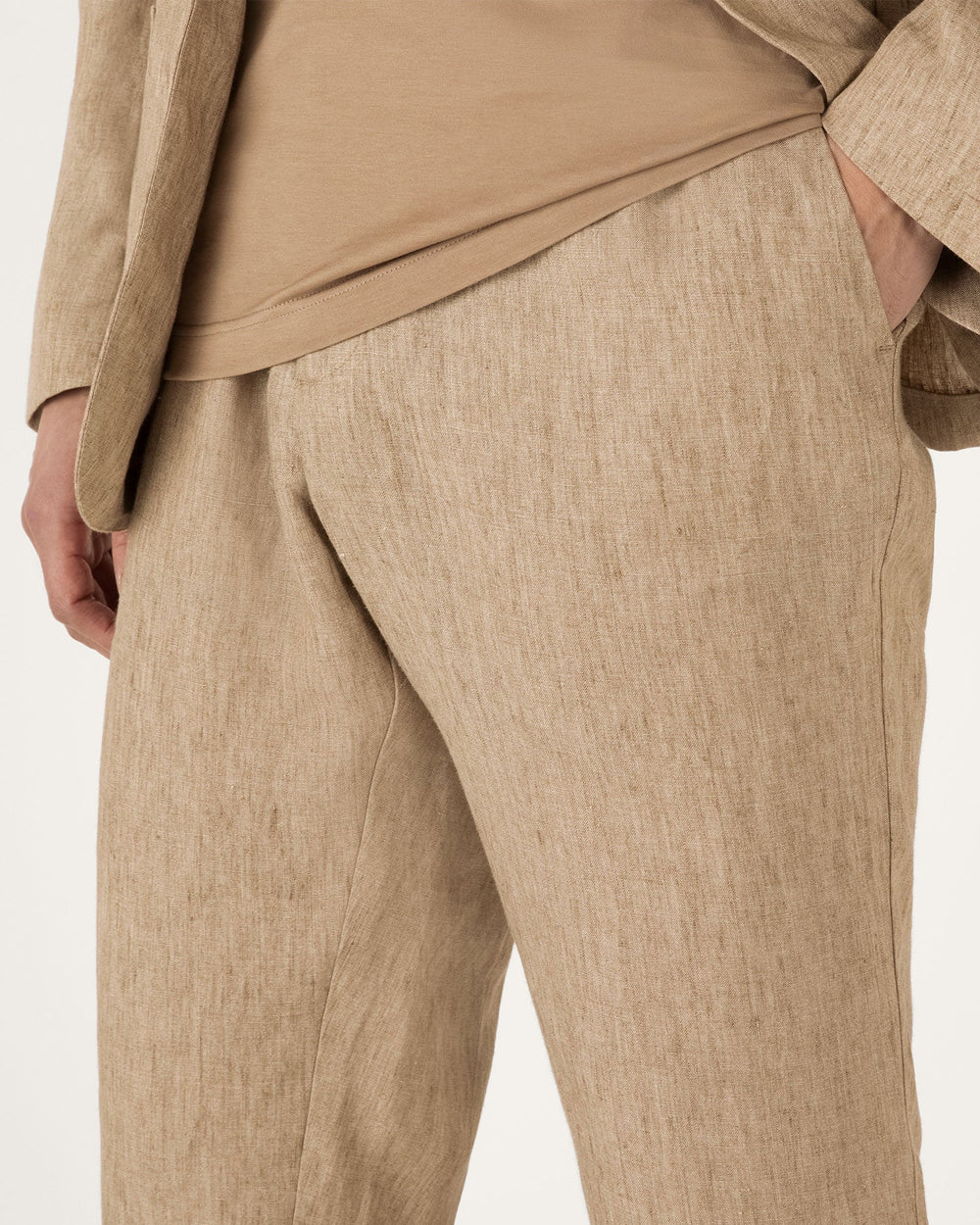 LINEN DRAWSTRING TROUSER / DUNE MELANGE - Image 3