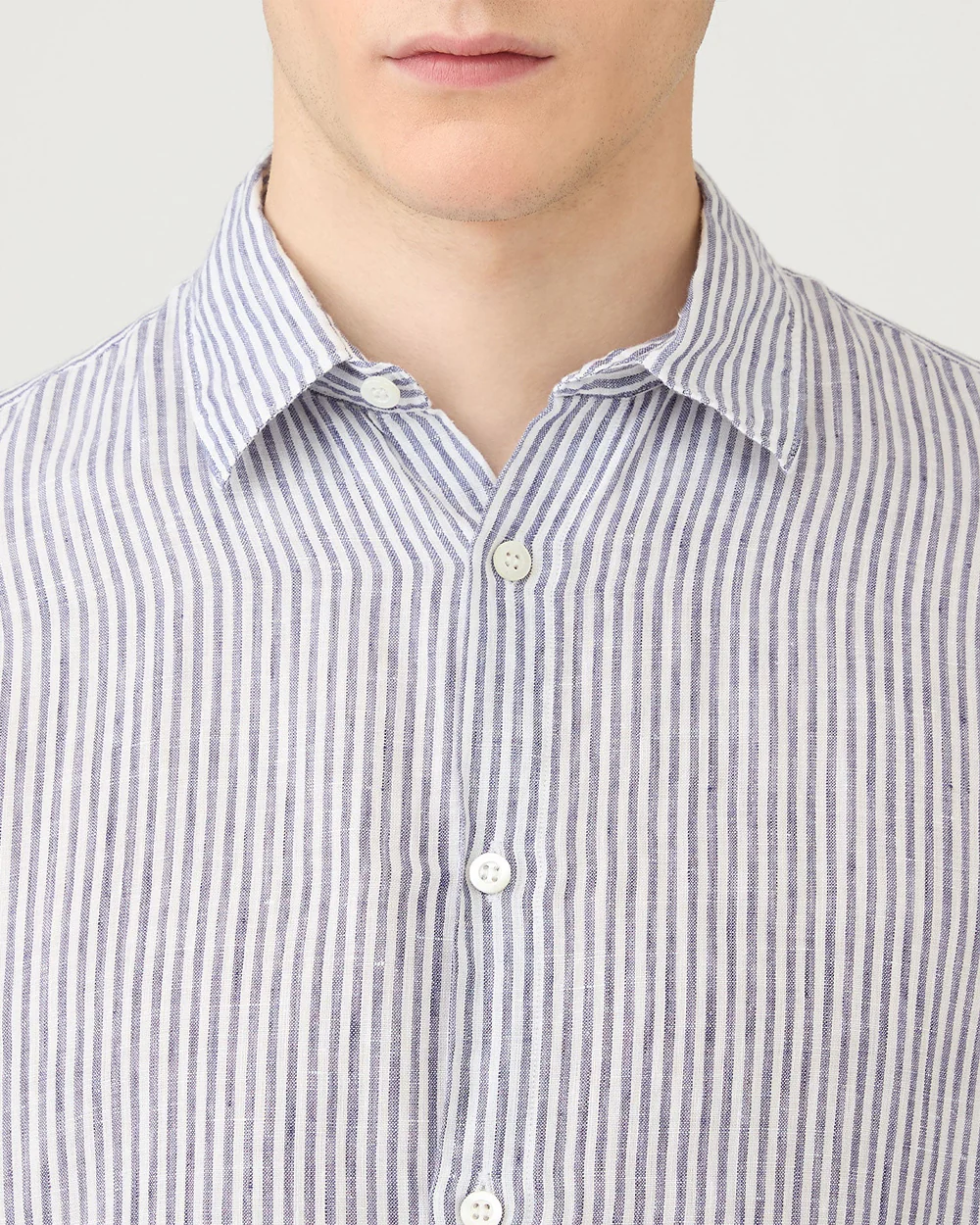 LINEN SHIRT / WHITE NAVY LINEN STRIPE - Image 5