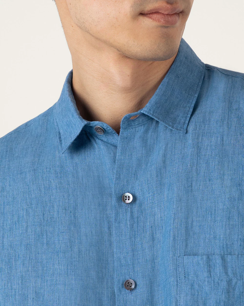 LINEN S/S SHIRT / COOL BLUE - Image 5