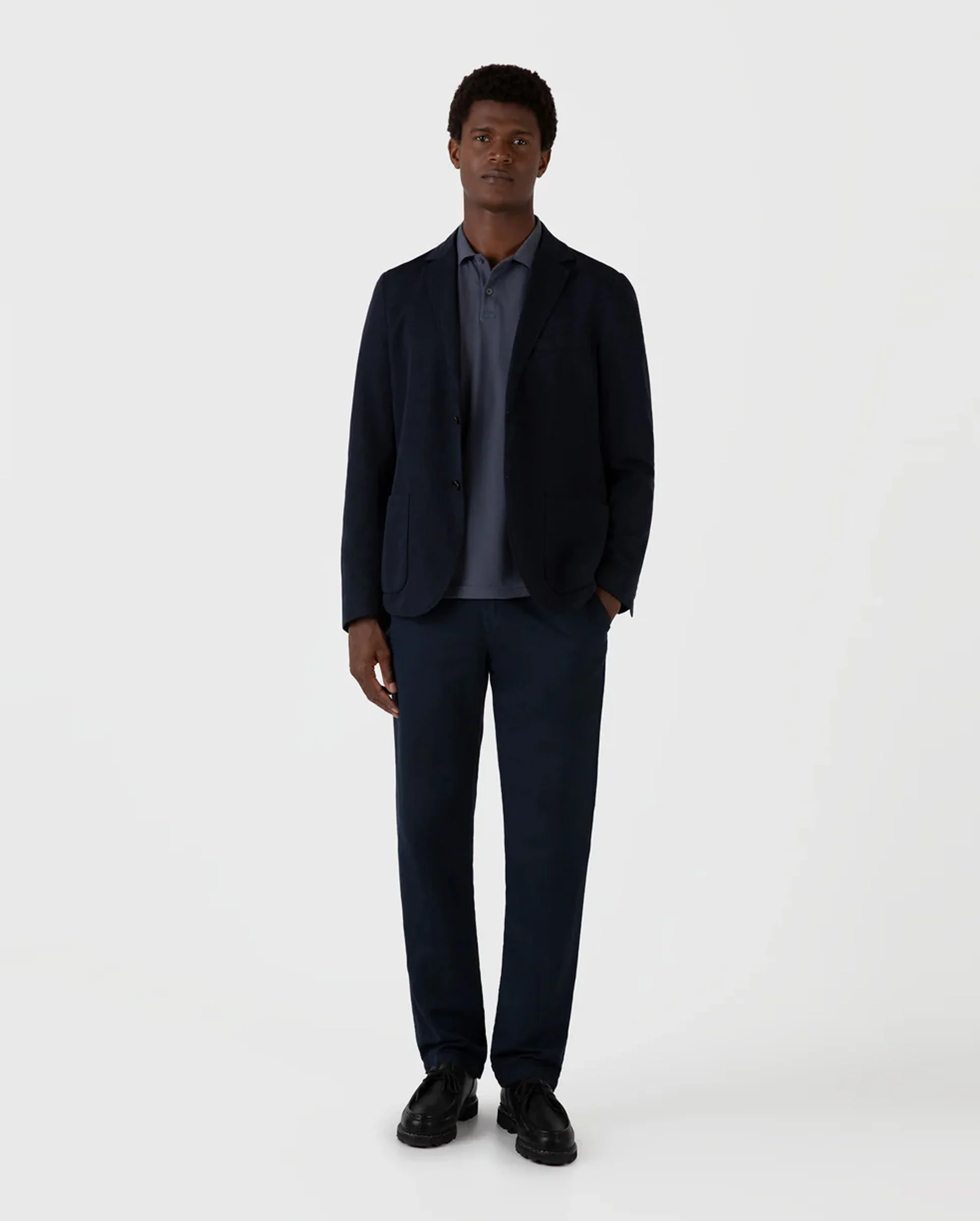 LONG SLEEVE PIQUÉ POLO SHIRT / SLATE BLUE - Image 2