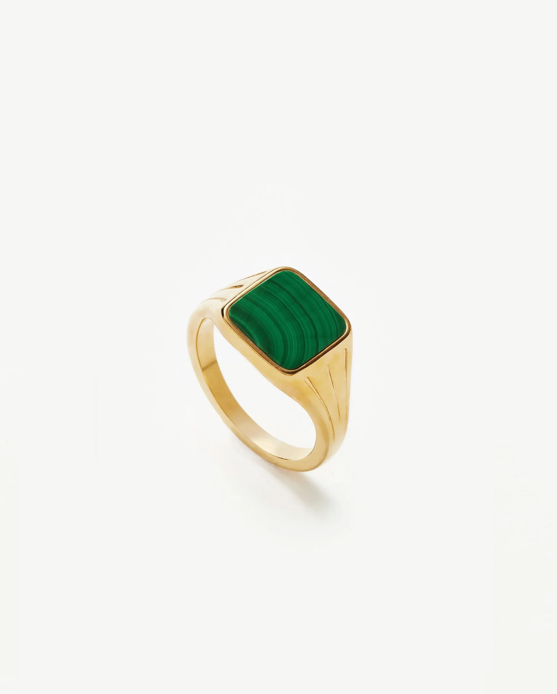 LUCY WILLIAMS SQUARE SIGNET RING / GOLD AND GREEN