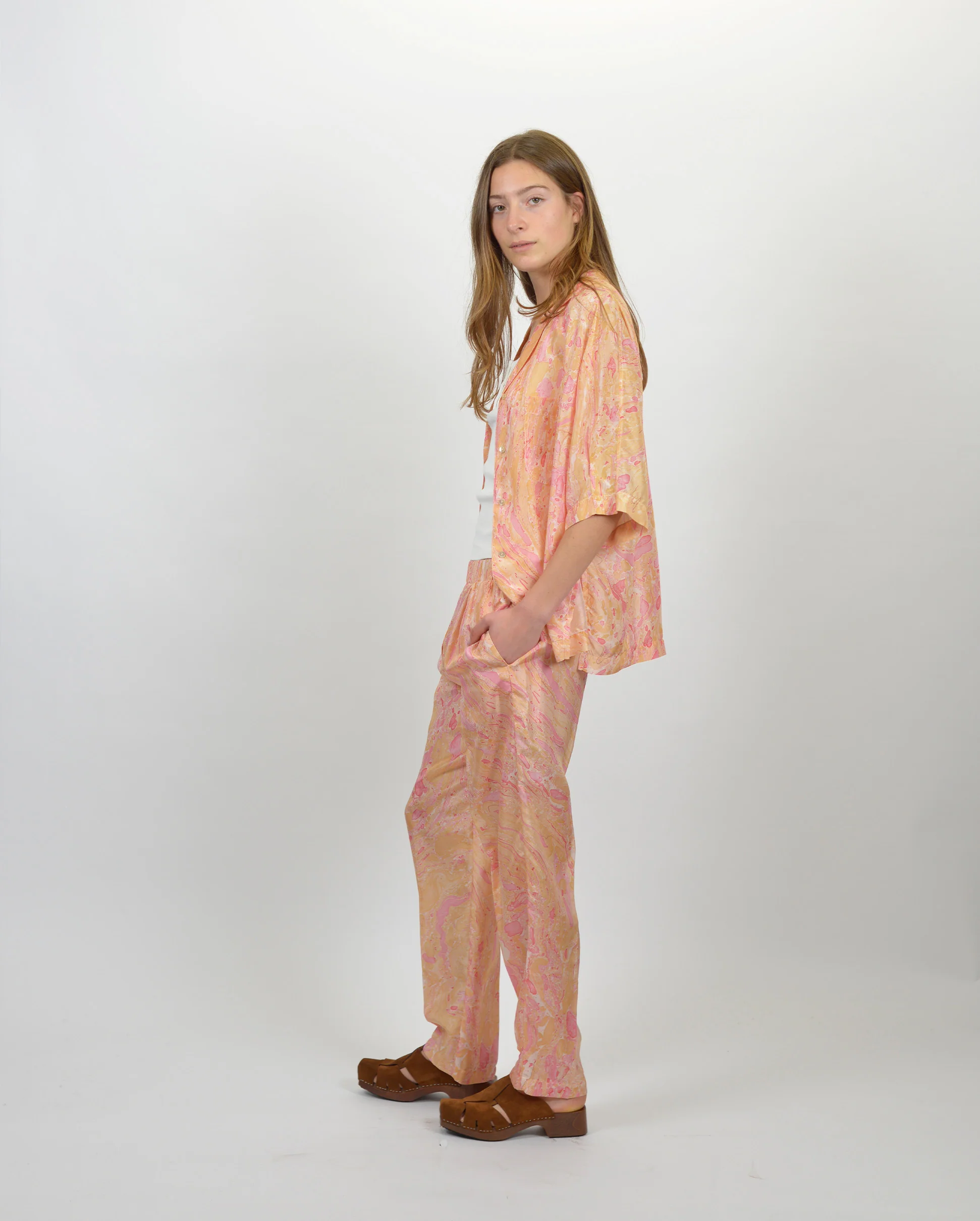 MARBLING SILK TROUSER / ROSEO - Image 3