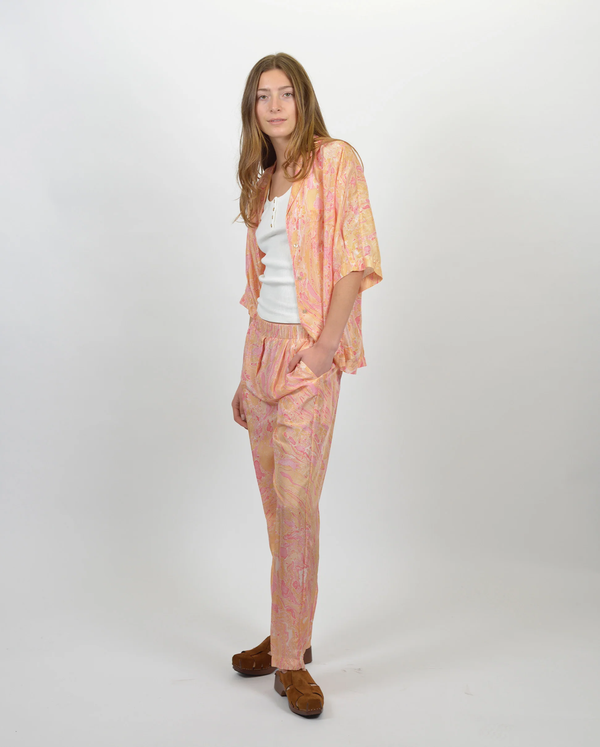 MARBLING SILK TROUSER / ROSEO - Image 4