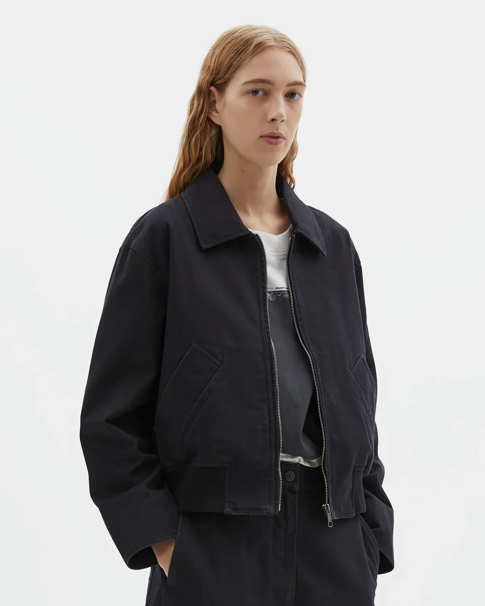 MHL ZIP UP BOMBER JACKET / INDIGO