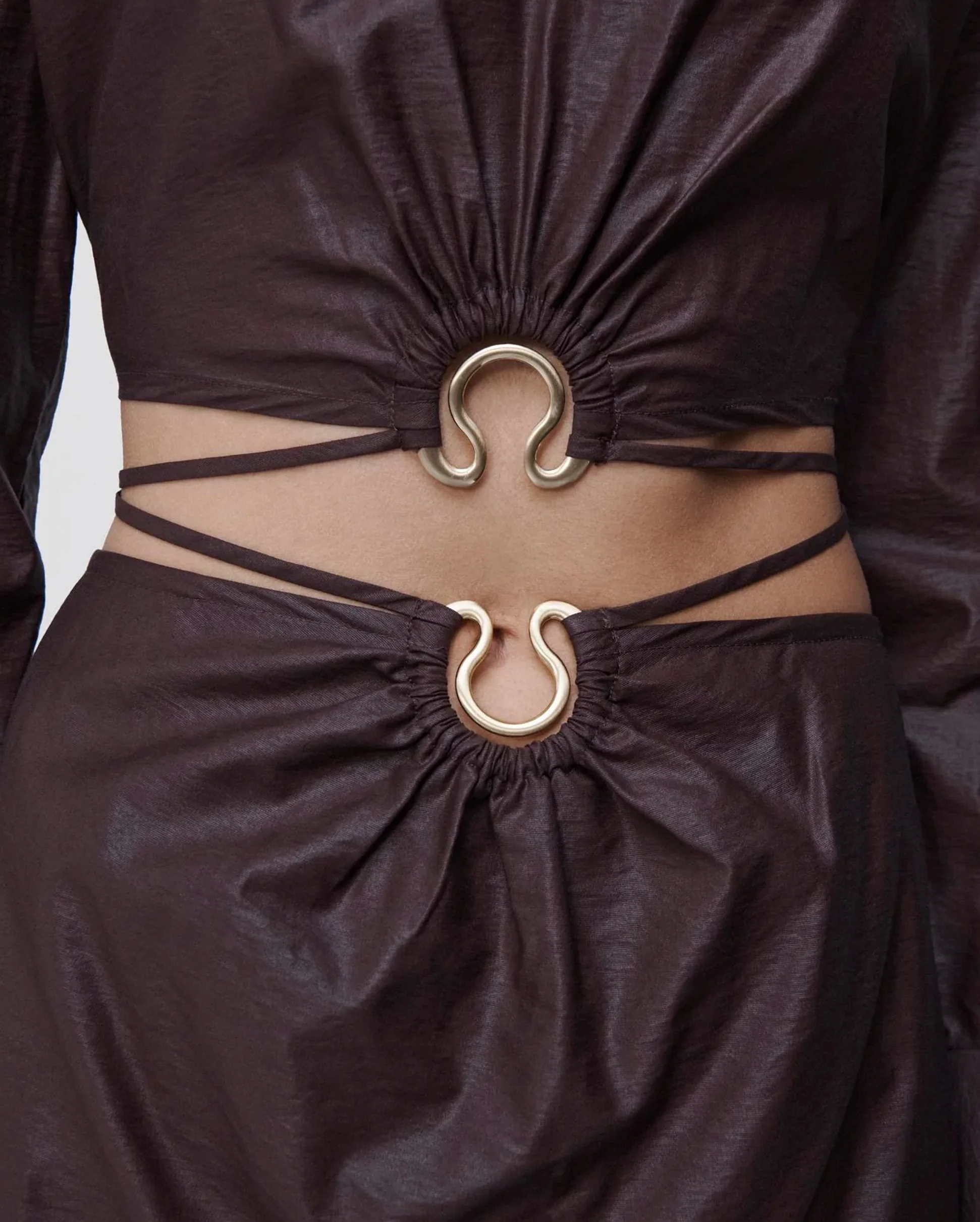 MIKAH SATIN MIDI SKIRT / DARK CHOCOLATE - Image 4