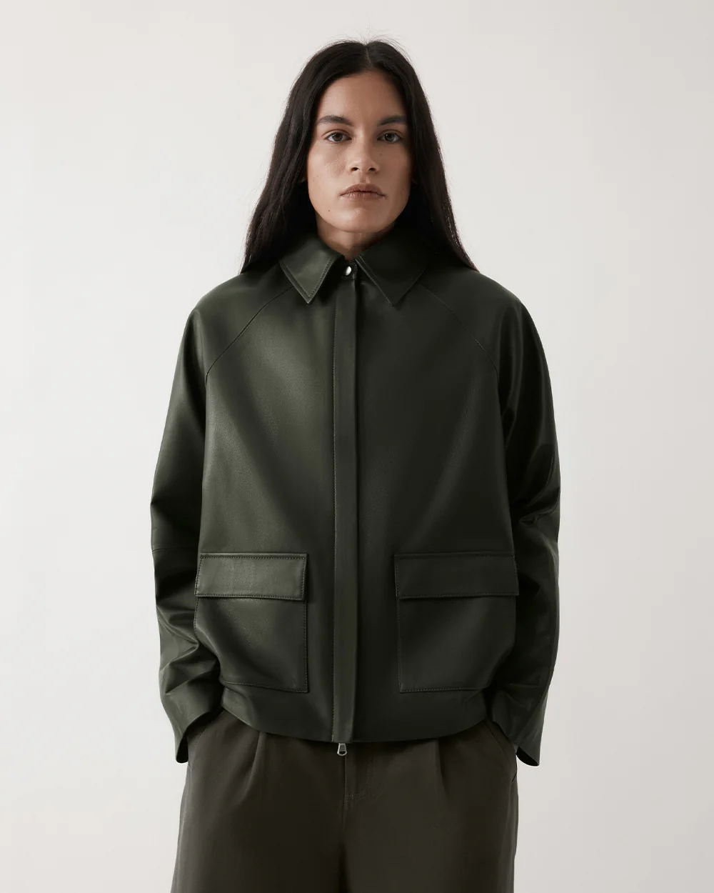 MO LEATHER JACKET / DARK OLIVE - Image 2