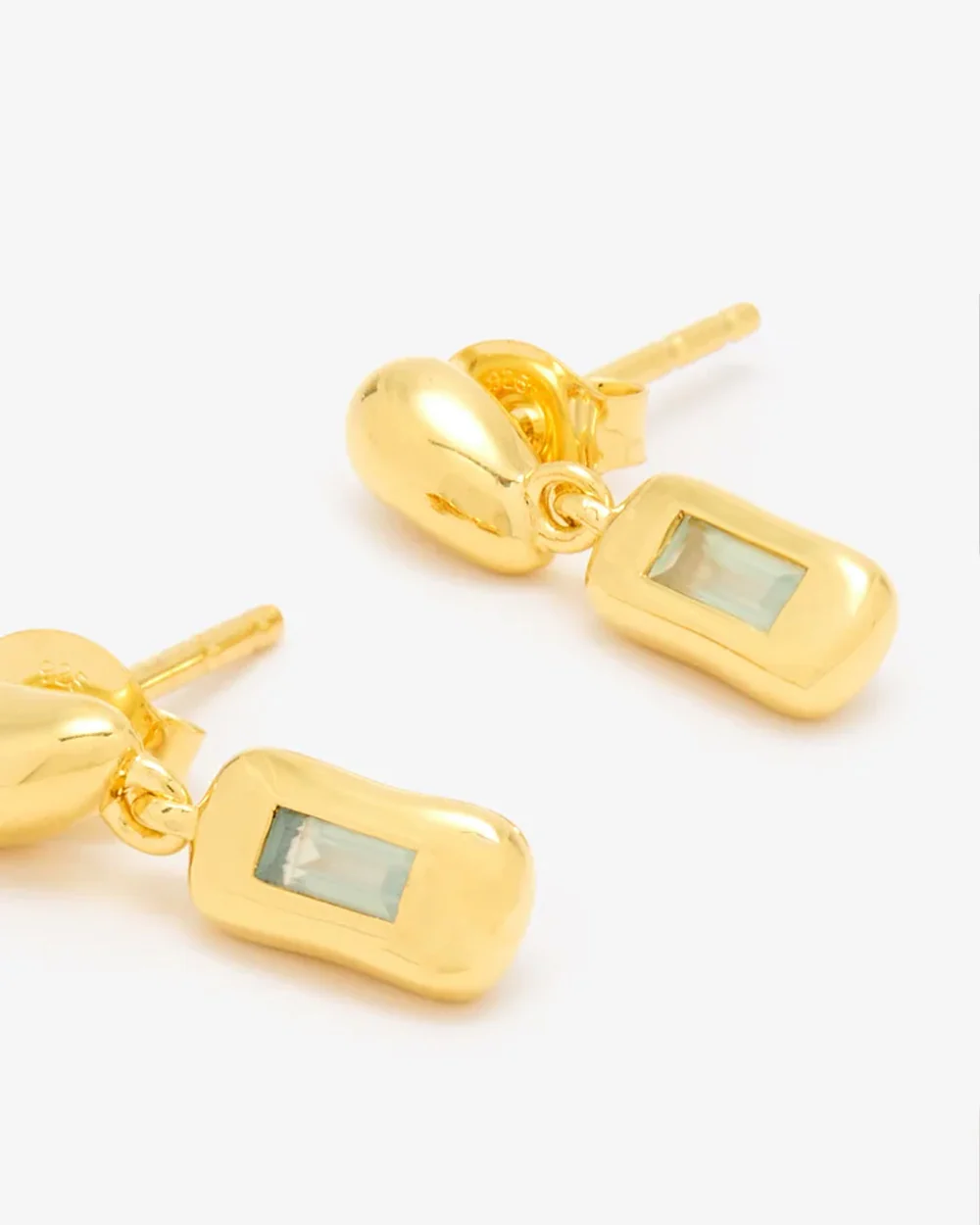 MOLTEN GEMSTONE BAGUETTE DROP EARRINGS / GOLD - Image 3