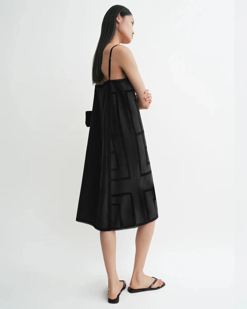 MONOGRAM SILK DRESS / WASHED BLACK - Image 3