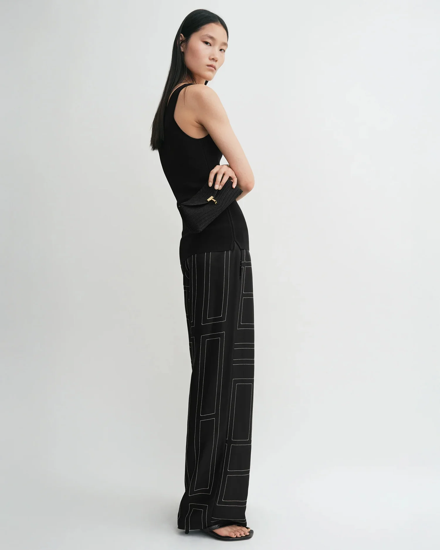 MONOGRAM SILK PJ BOTTOMS / BLACK - Image 4