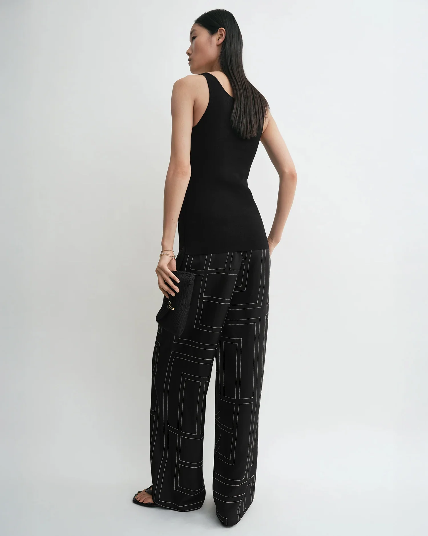 MONOGRAM SILK PJ BOTTOMS / BLACK - Image 5