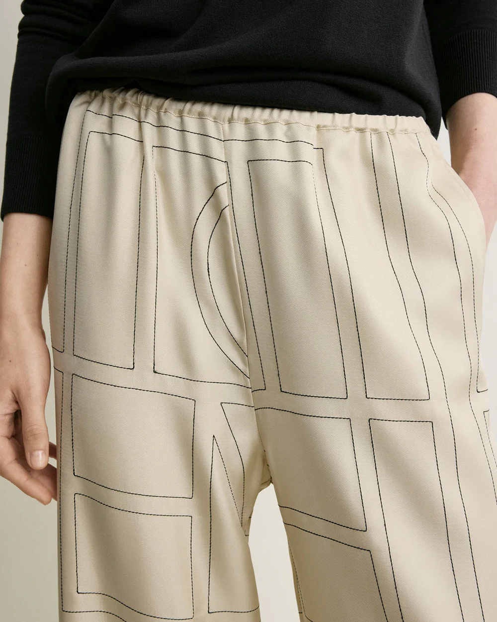 MONOGRAM SILK PJ BOTTOMS / IVORY - Image 4