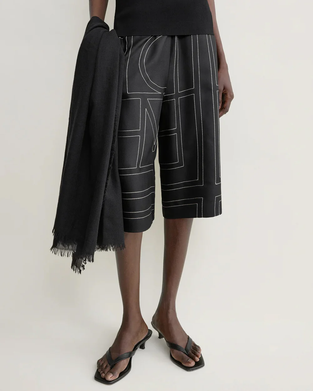 MONOGRAM SILK PJ CULOTTES / BLACK - Image 4