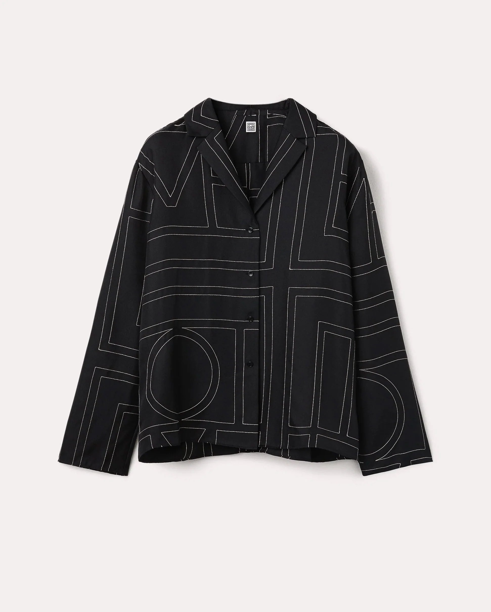 MONOGRAM SILK PJ TOP / BLACK - Image 5