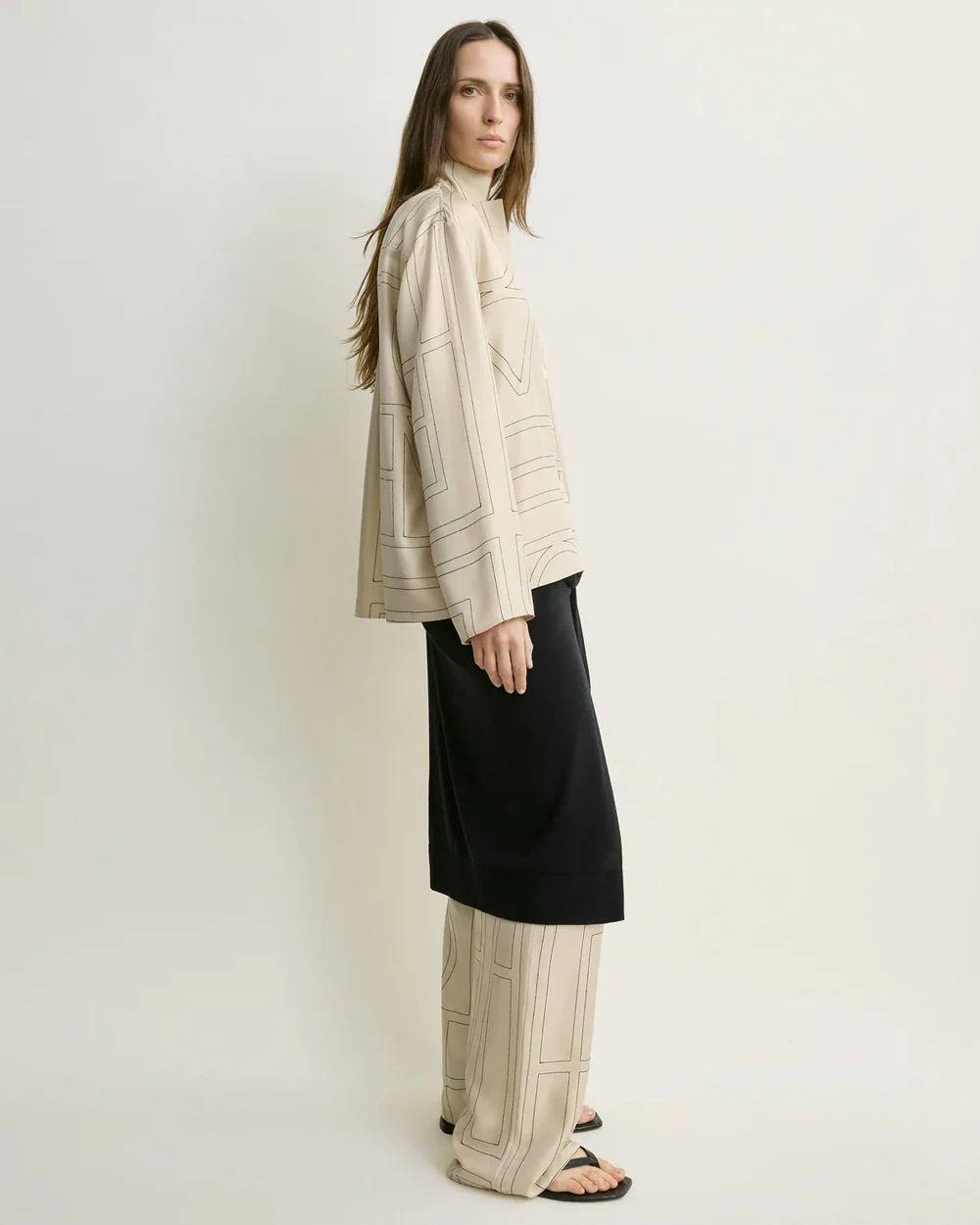 MONOGRAM SILK PJ TOP / IVORY - Image 3