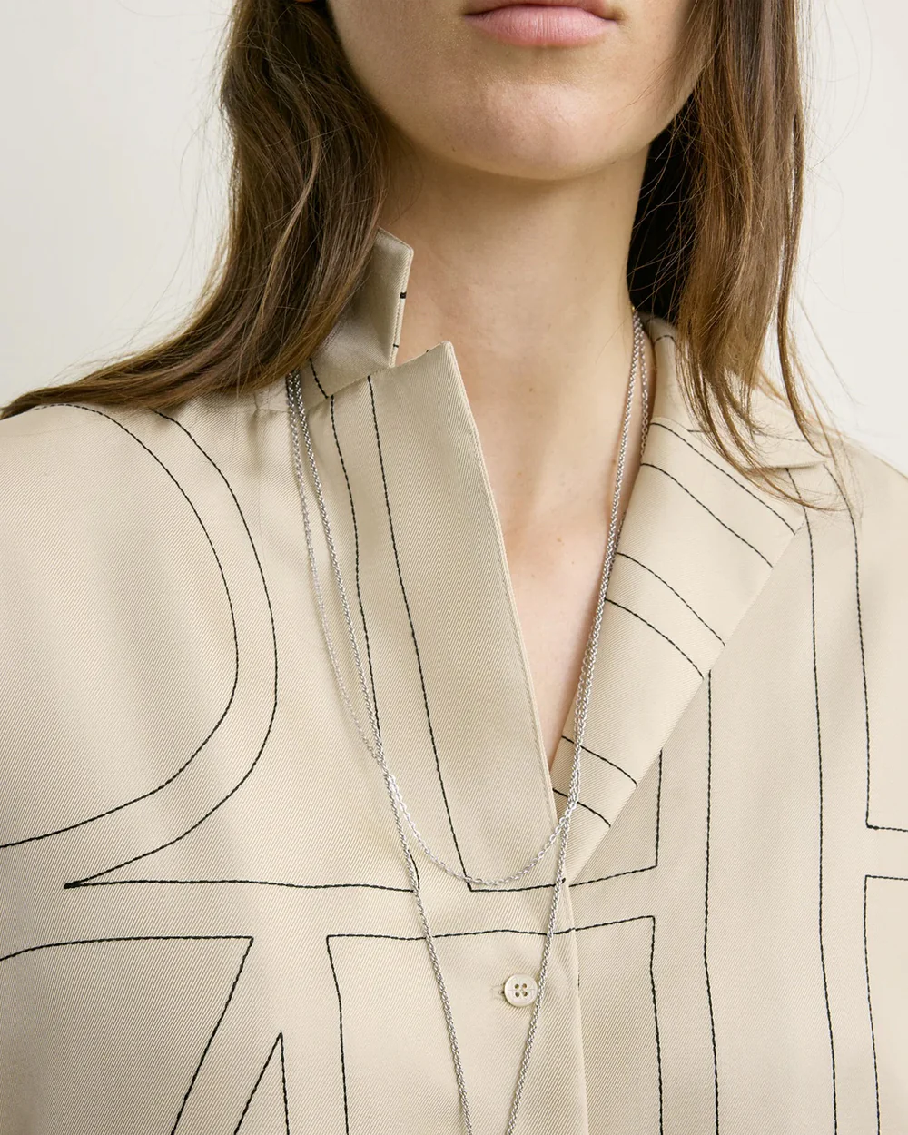 MONOGRAM SILK PJ TOP / IVORY - Image 5