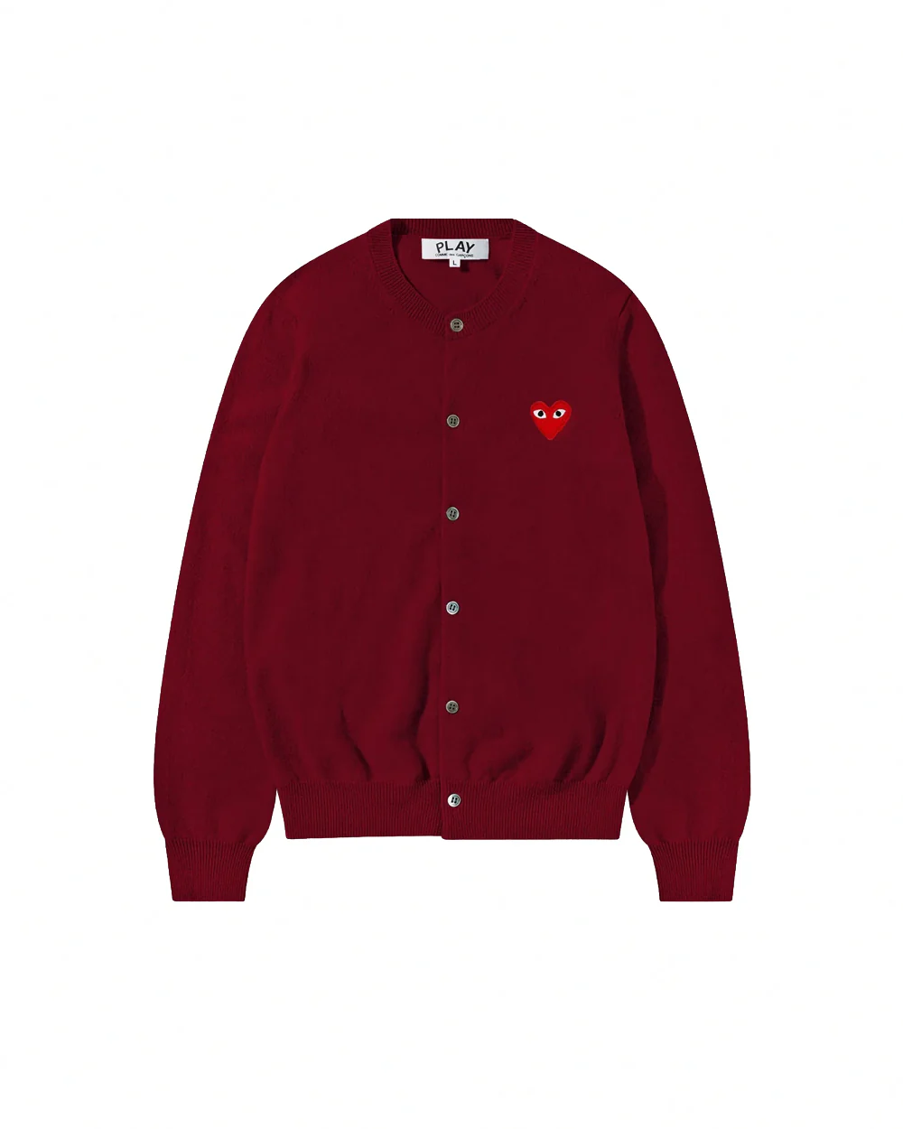 N007 WOMENS RED HEART CARDIGAN / BURGUNDY