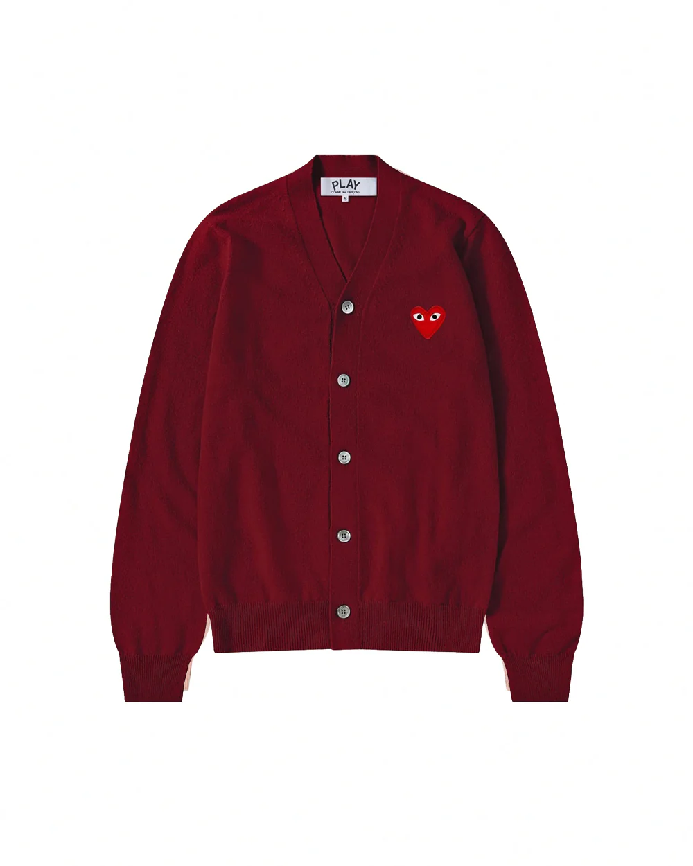 N008 UNISEX RED HEART CARDIGAN / BURGUNDY