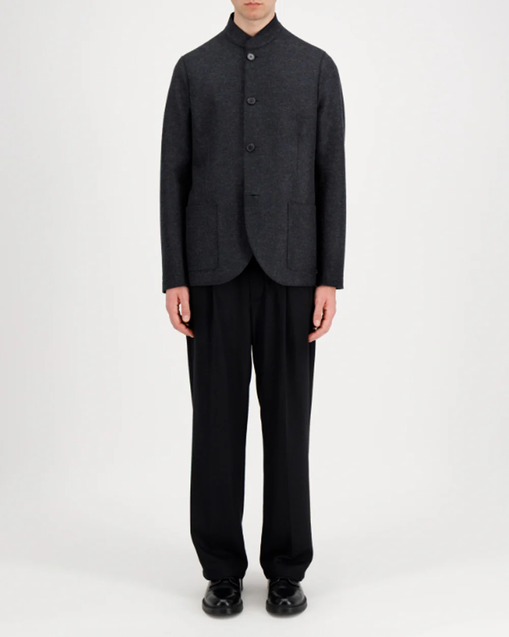 NEHRU JACKET LIGHT PRESSED WOOL / ANTHRACITE MELANGE