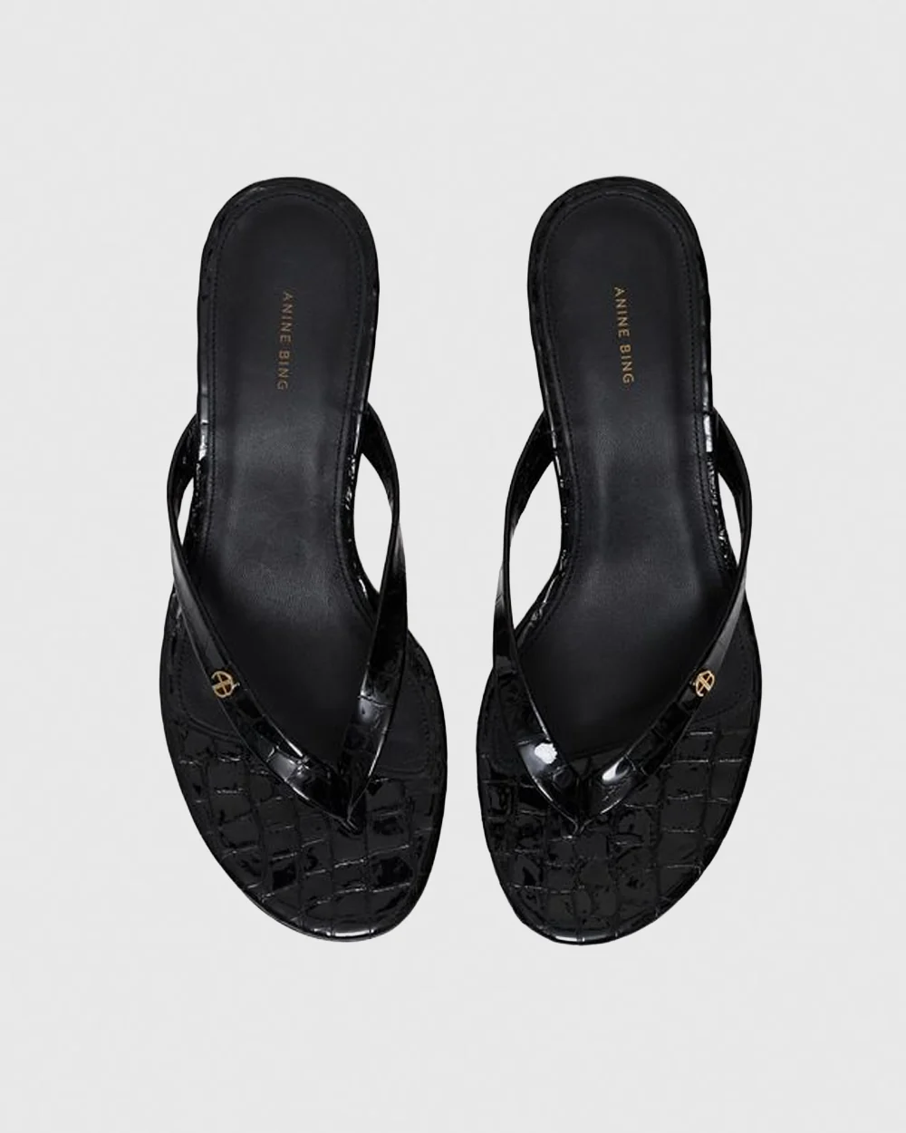 NOELLE THONG HEELS / EMBOSSED BLACK - Image 3