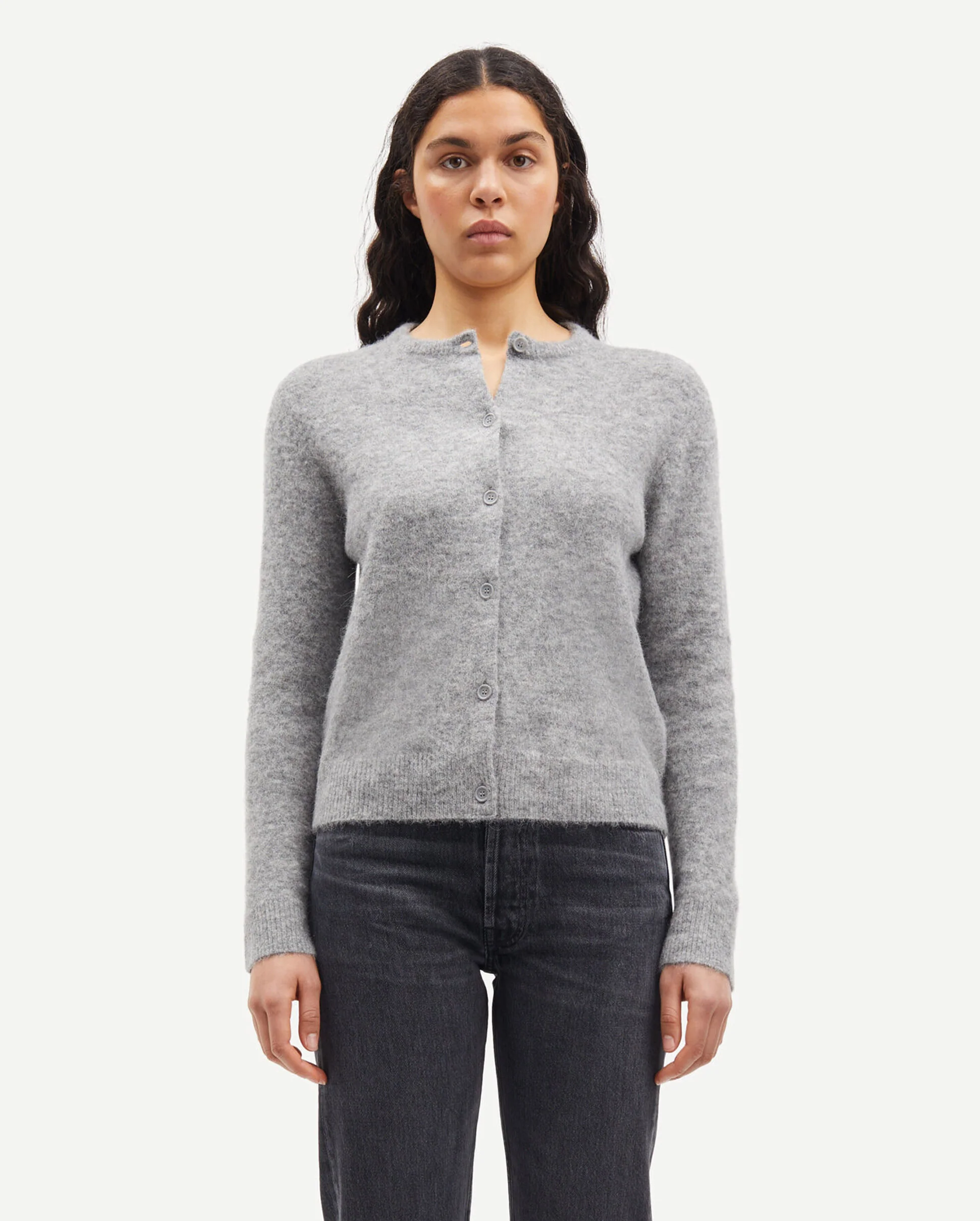 NOR SHORT CARDIGAN 7355 / GREY MEL - Image 2