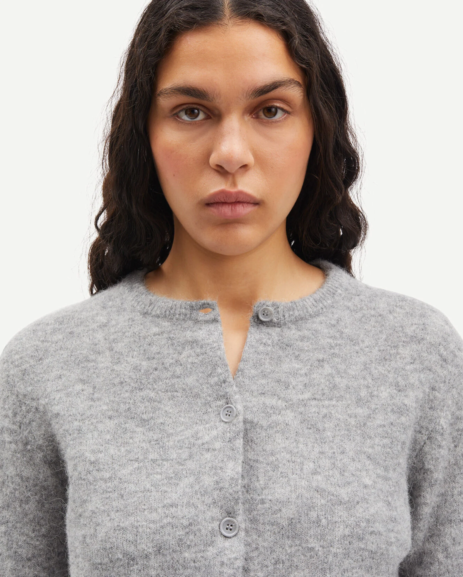 NOR SHORT CARDIGAN 7355 / GREY MEL - Image 5