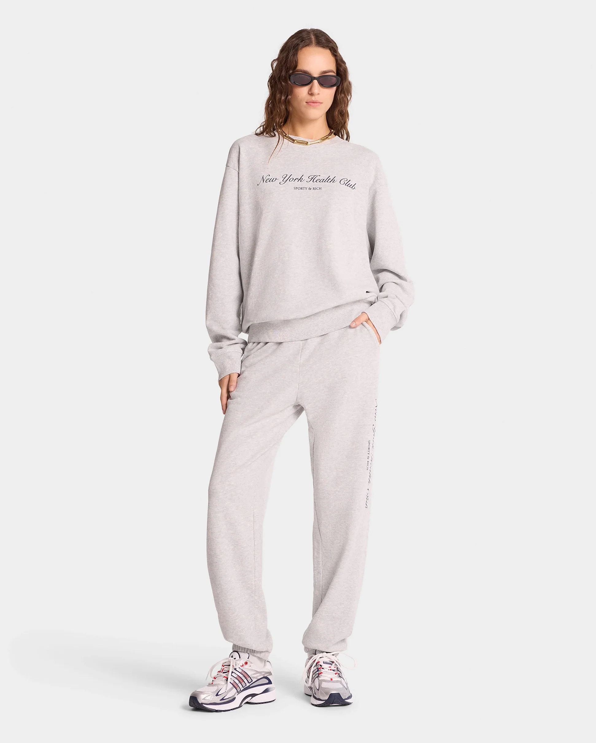 NY HEALTH CLUB CREWNECK / HEATHER GRAY NAVY - Image 2
