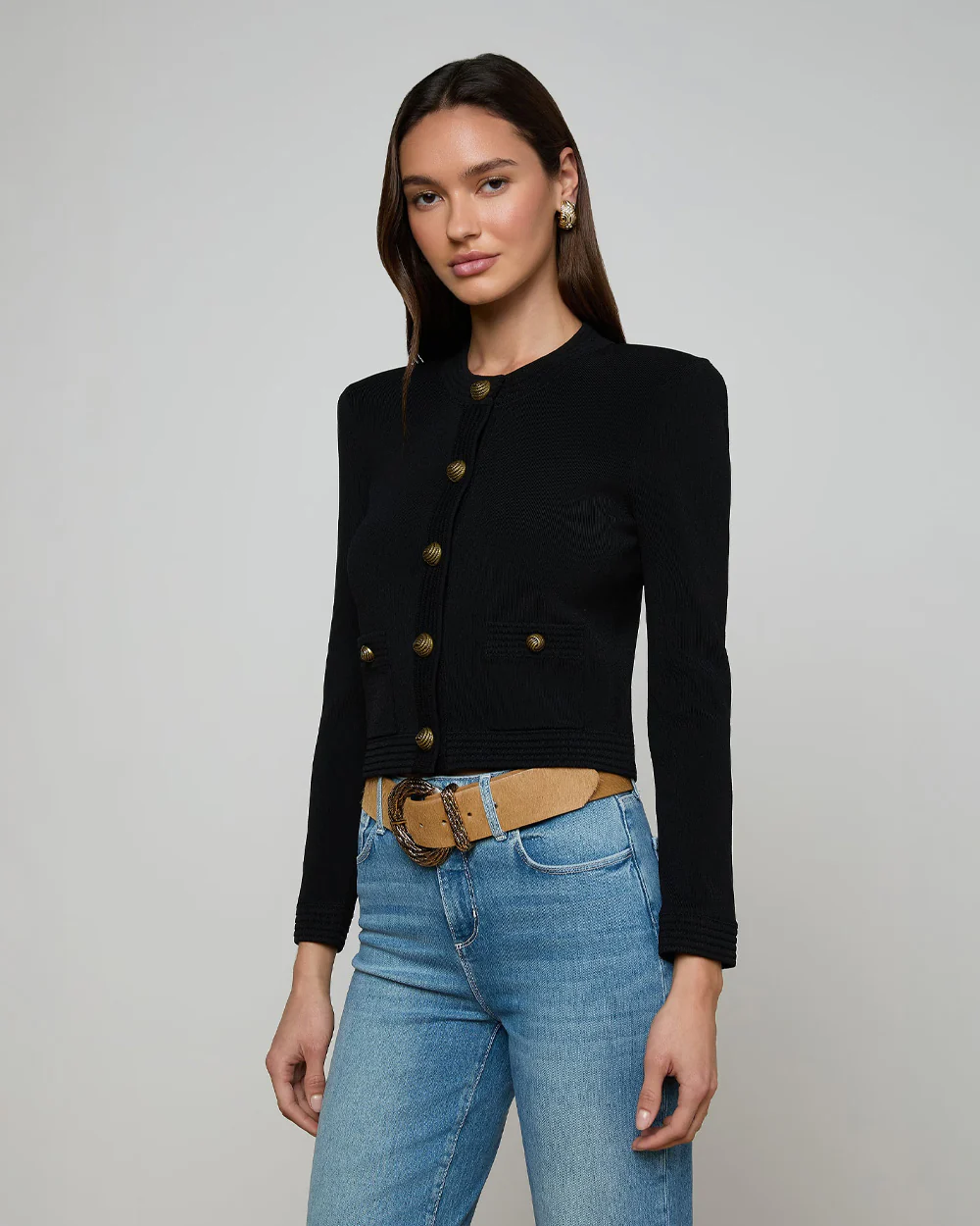 PATSY CREW CARDI / BLACK/GOLD - Image 2