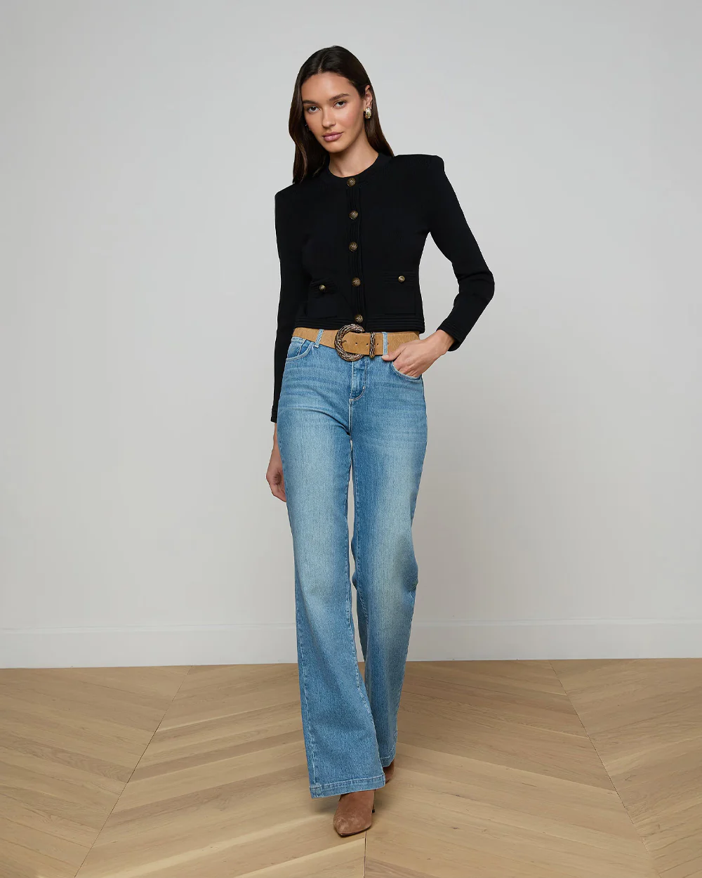 PATSY CREW CARDI / BLACK/GOLD - Image 3
