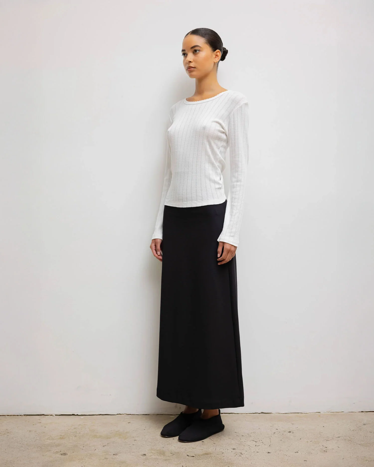 POINTELLE SLIM FIT LONG SLEEVE / WHITE - Image 4