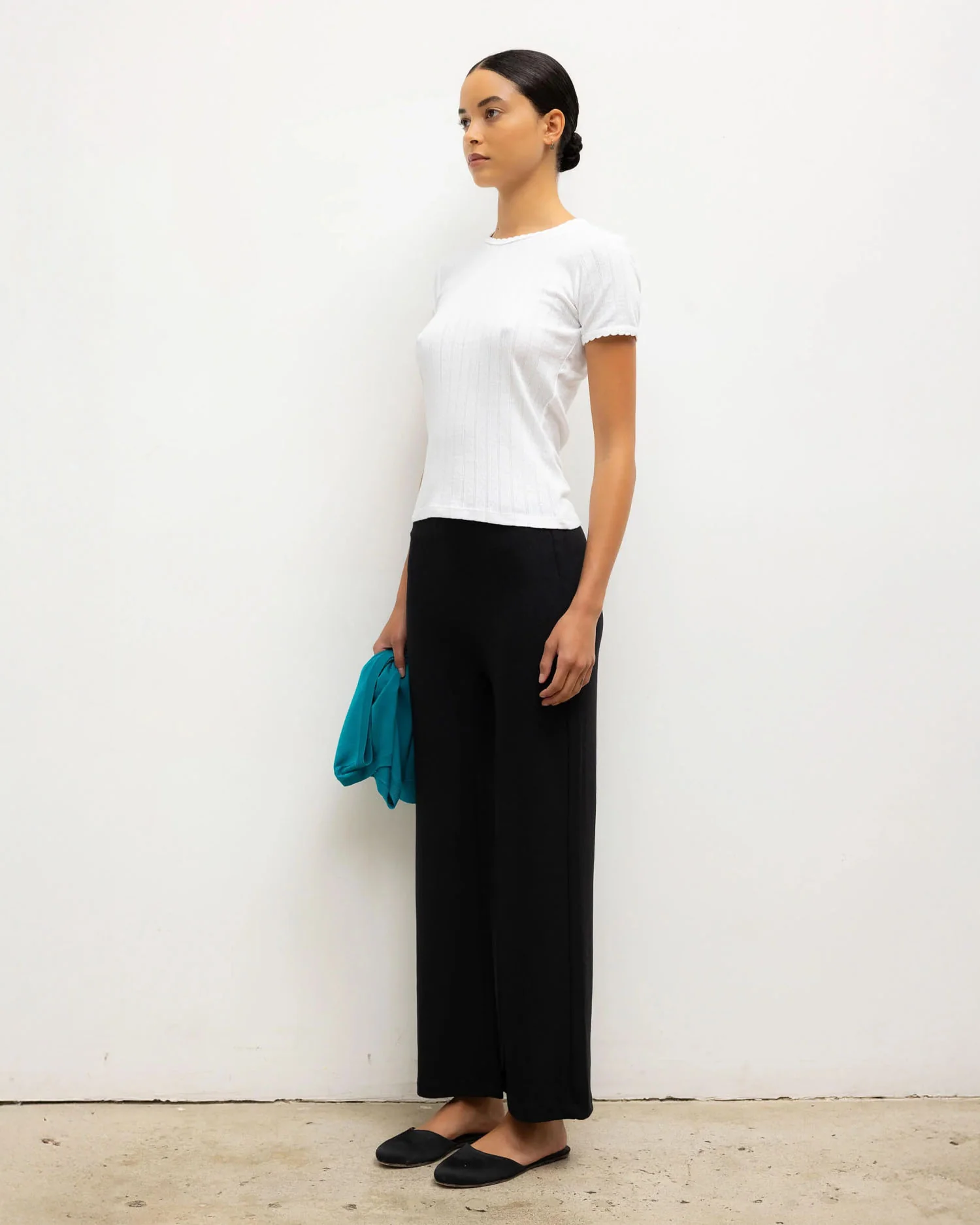 POINTELLE SLIM FIT TEE / WHITE - Image 5