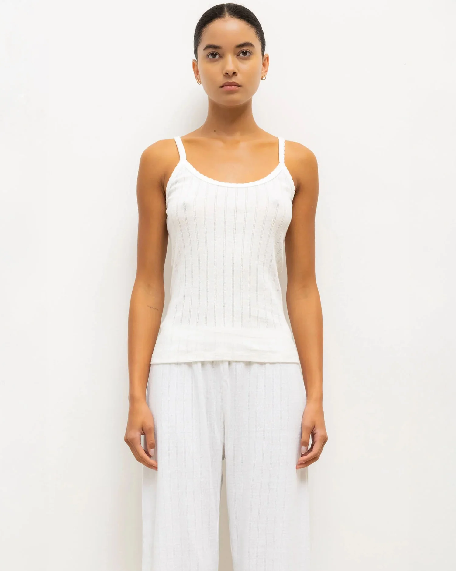 POINTELLE TANK / WHITE