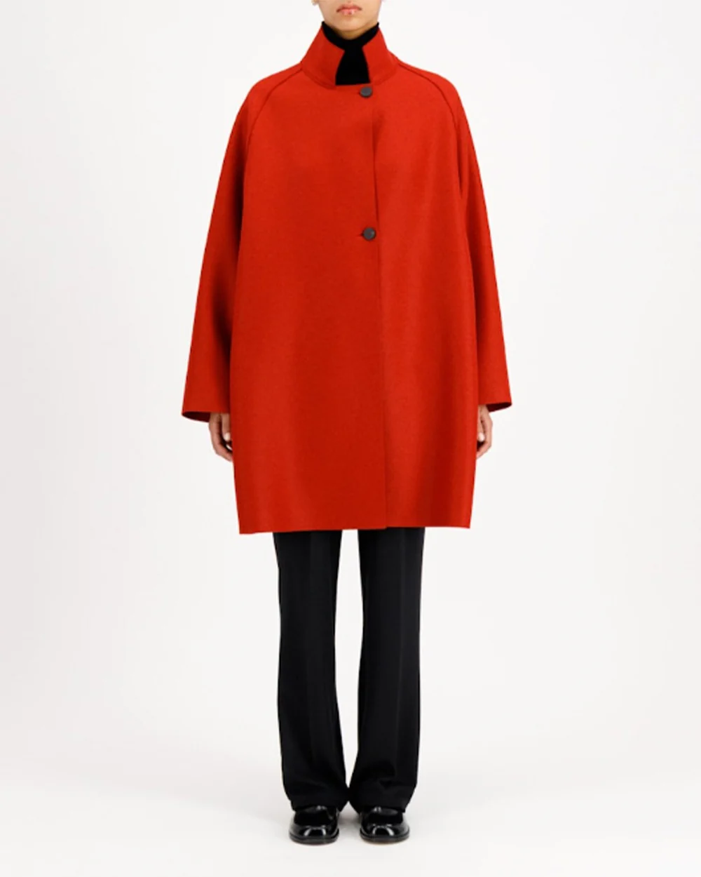 RAGLAN CAPE PRESSED WOOL / ROYAL RED