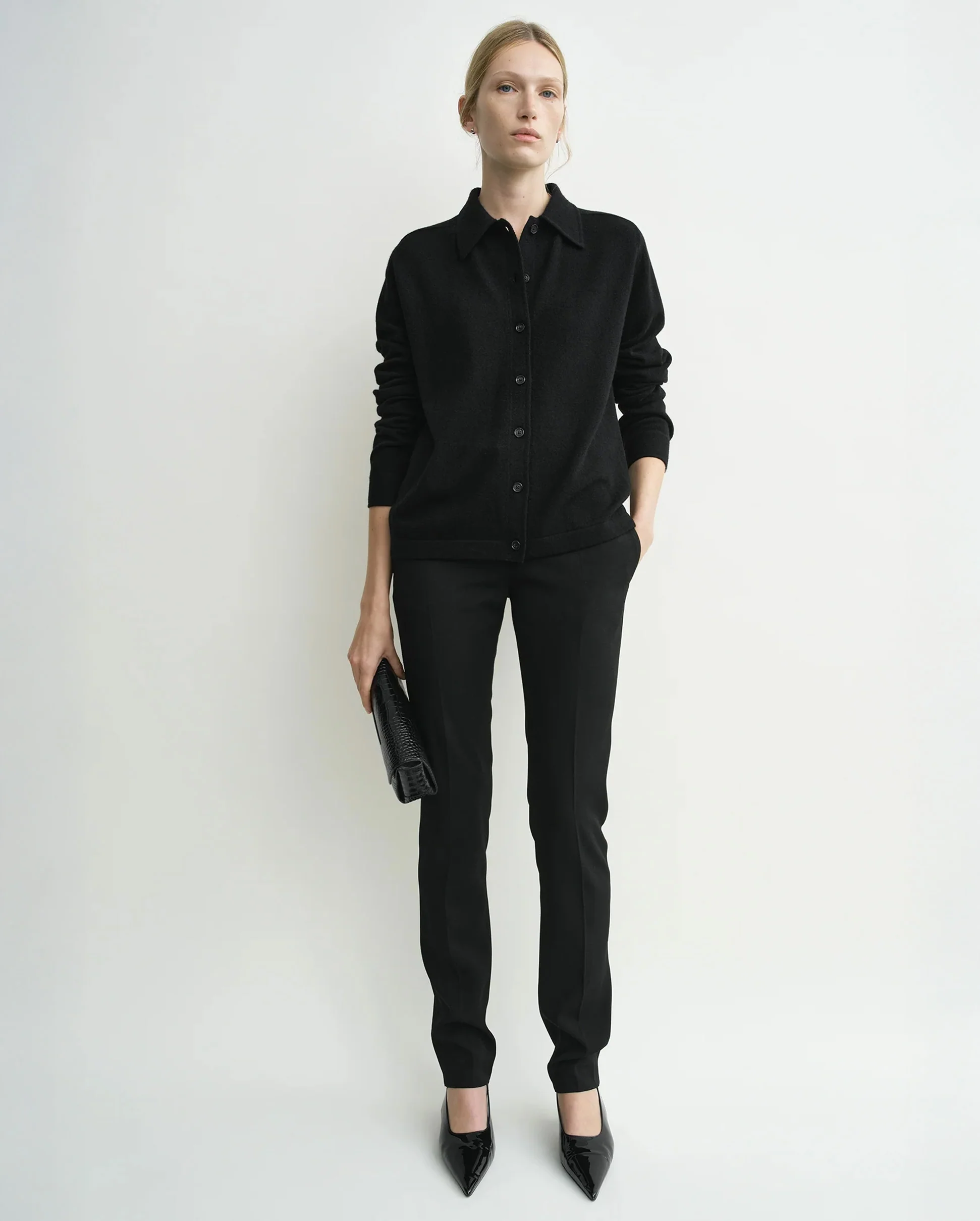 RAGLAN-SLEEVE CASHMERE SHIRT / BLACK