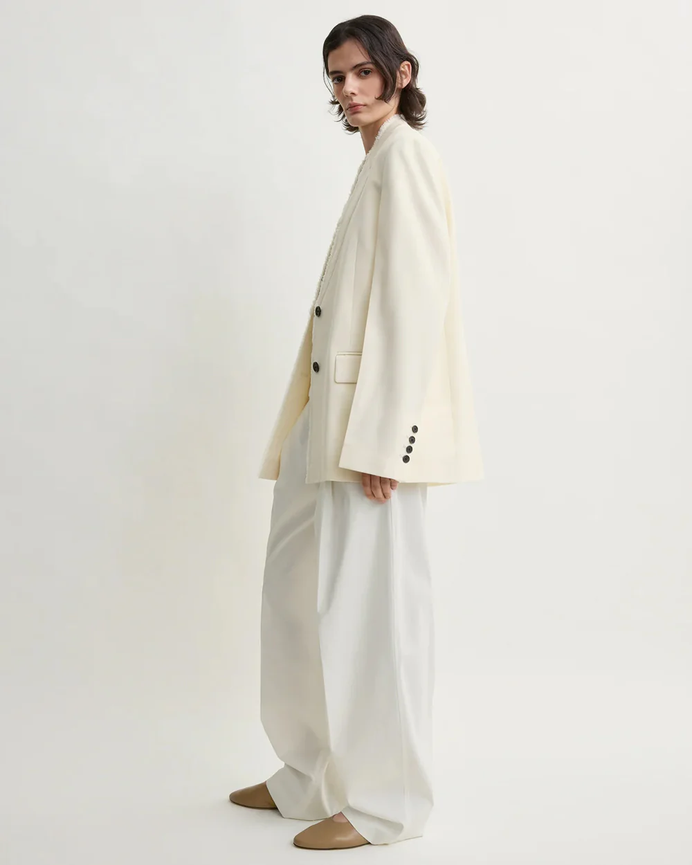 RAW LAPEL JACKET / ECRU - Image 3