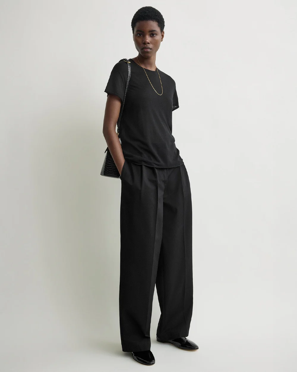 RELAXED TWILL TROUSERS / BLACK - Image 2