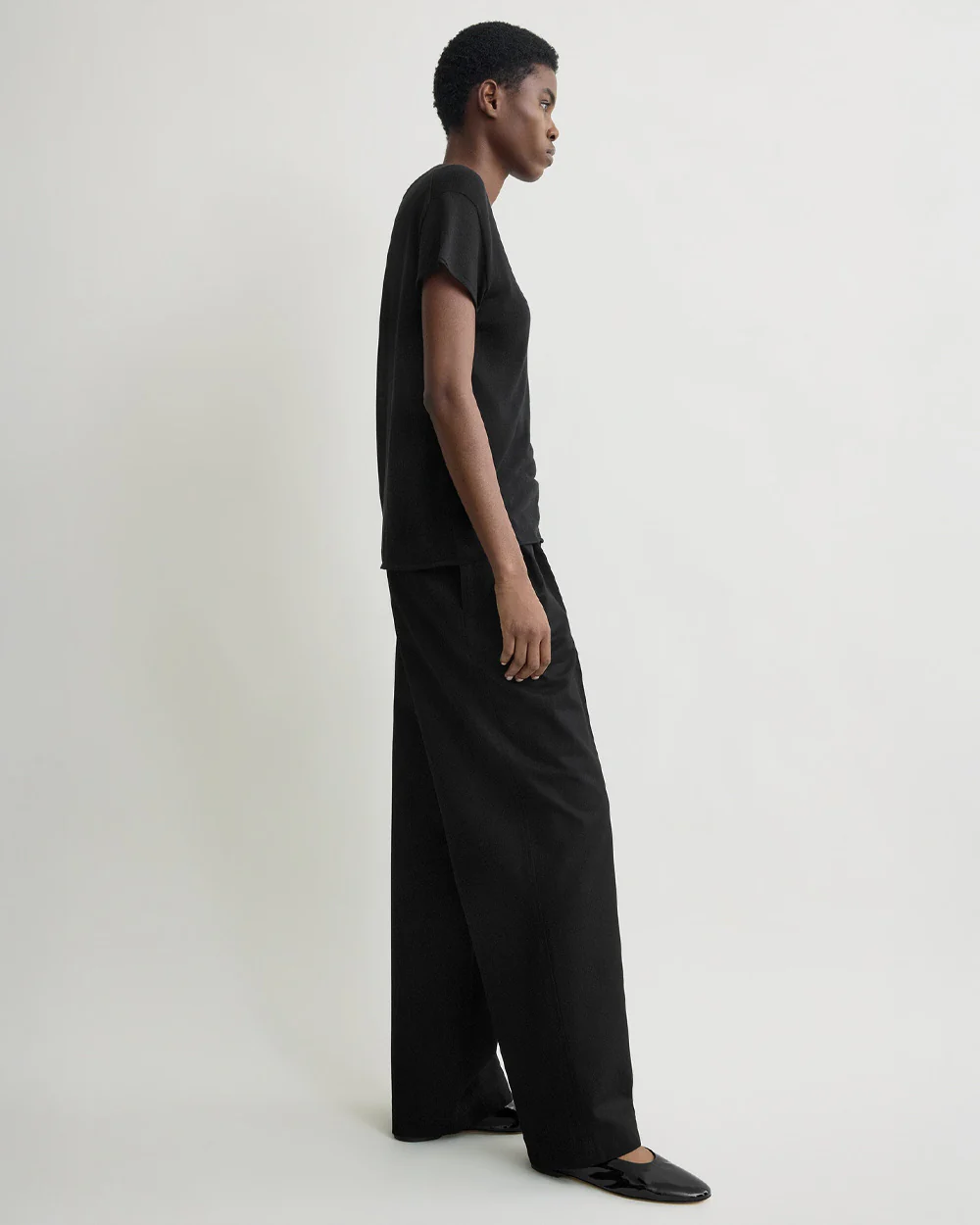 RELAXED TWILL TROUSERS / BLACK - Image 3