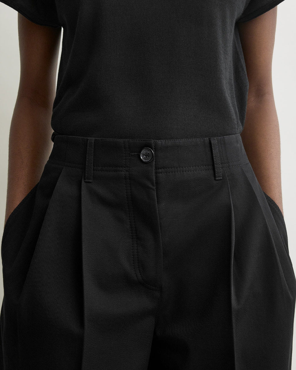 RELAXED TWILL TROUSERS / BLACK - Image 4