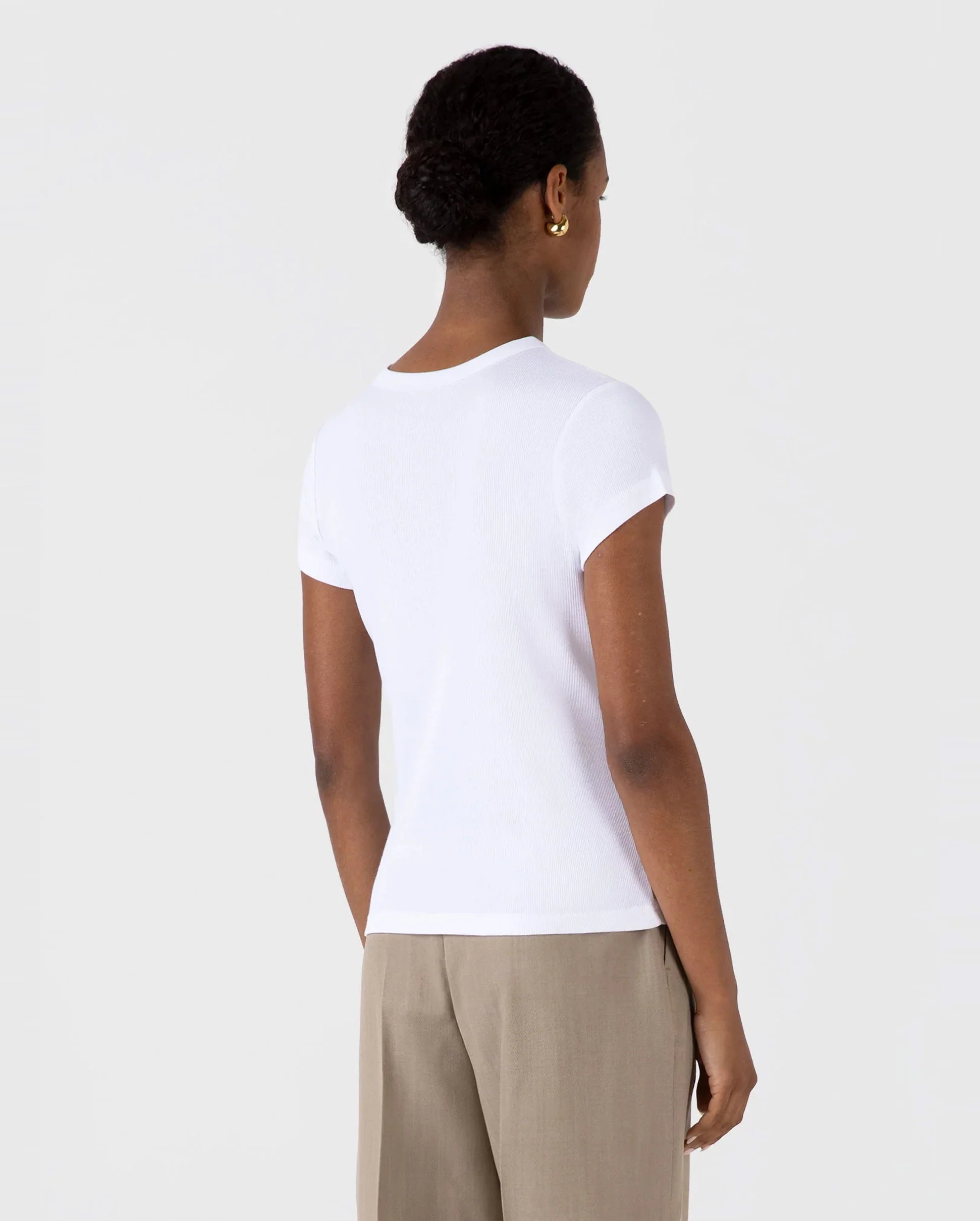 RIBBED T-SHIRT  / WHITE - Image 3