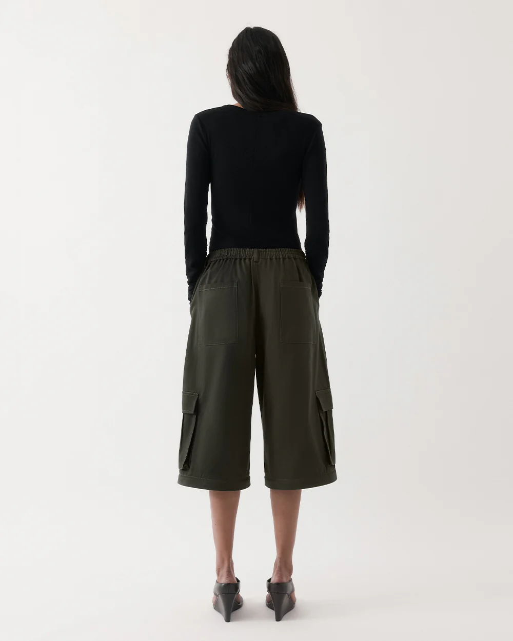 RUCHED LONG SLEEVE MERINO / BLACK - Image 3