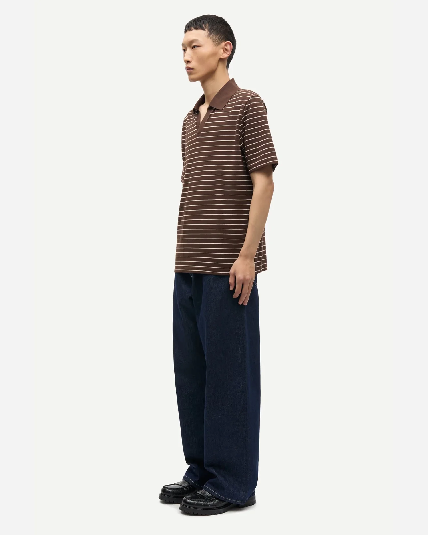 SAMAC V-NECK POLO 15888 / COFFEE BROWN ST. - Image 3