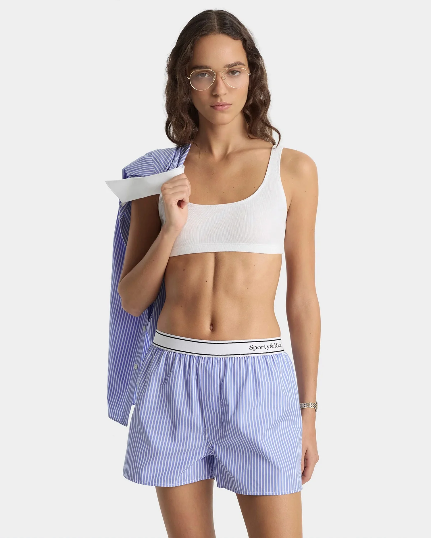 SERIF LOGO BOXER / NAVY STRIPE - Image 2