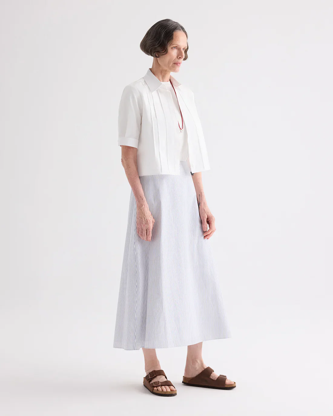 SHORT LIVED SHIRT WITH PLEATED PLACKET / WHITE - Image 4
