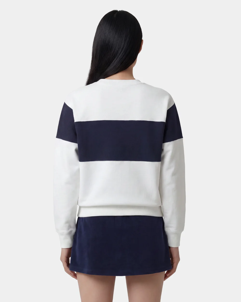 SIGNATURE LOGO BLOCK CREWNECK / WHITE/DARK NAVY - Image 3