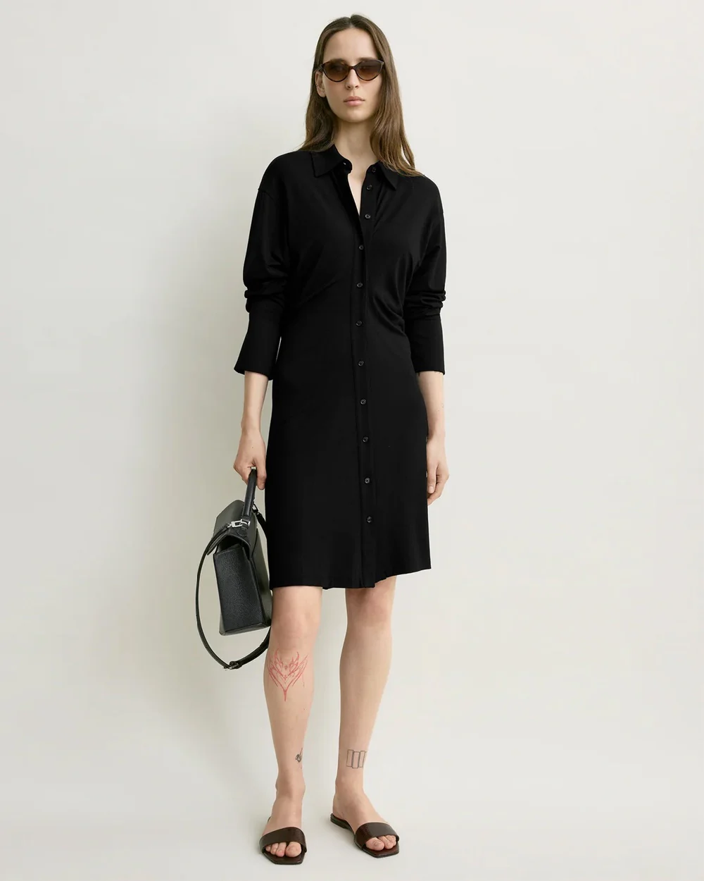 SLOUCH JERSEY SHIRTDRESS / BLACK