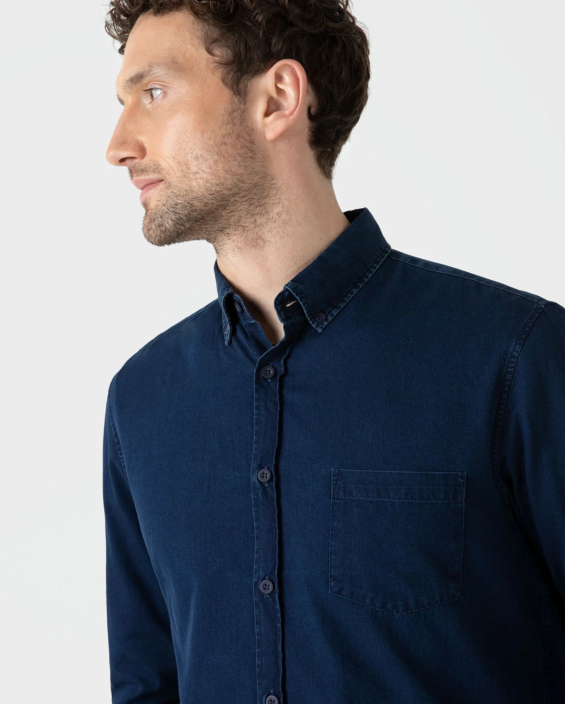 BUTTON DOWN DENIM SHIRT / INDIGO - Image 4