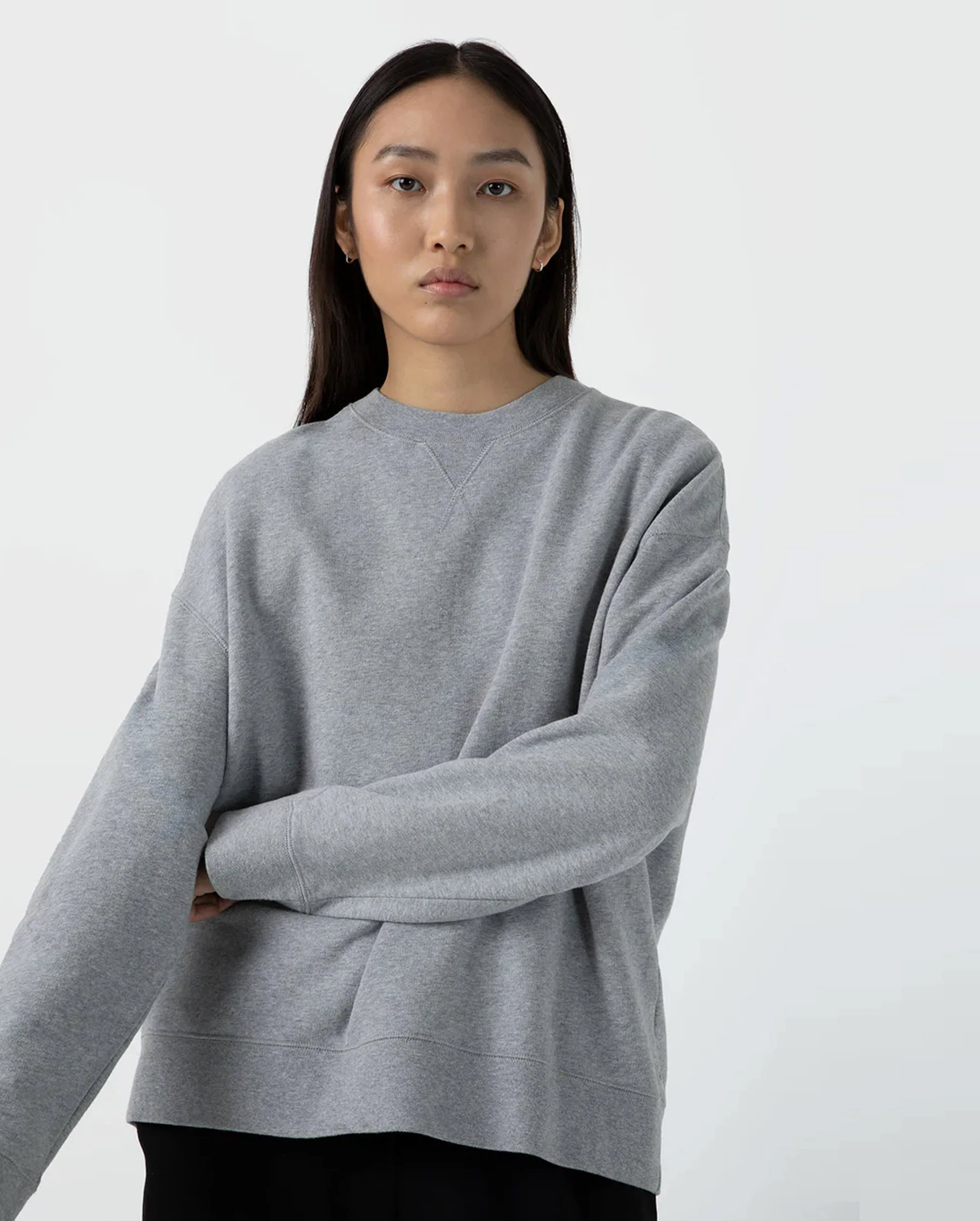 WMN'S LOOPBACK SWEATSHIRT / GREY MELANGE - Image 3