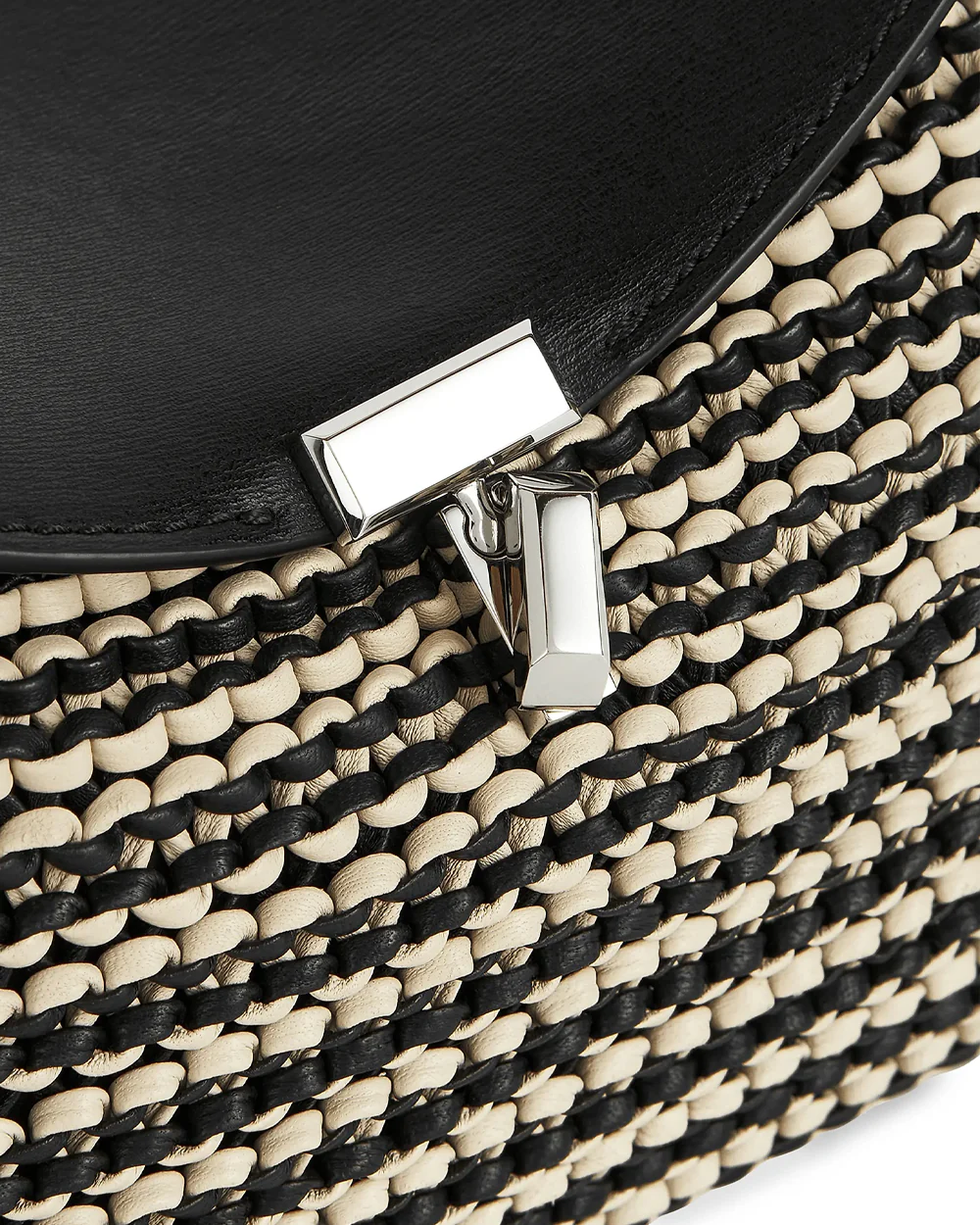 T-LOCK WOVEN-LEATHER CLUTCH / BLACK/SAND - Image 5