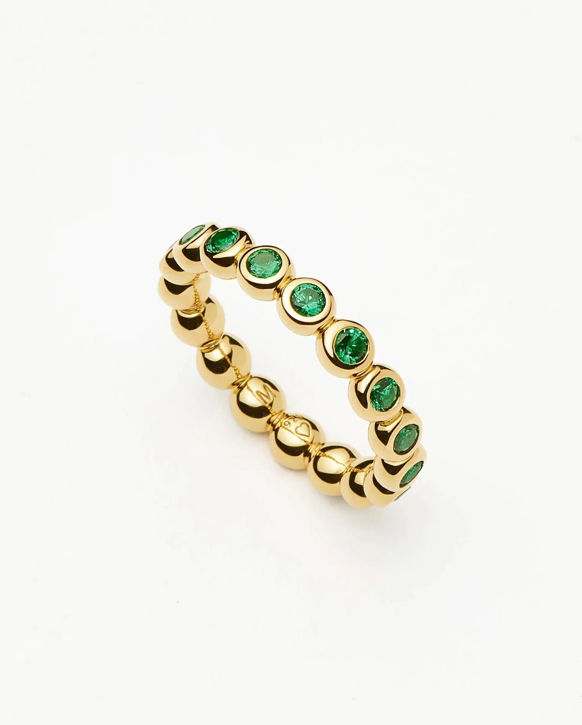 TENNIS ETERNITY STACKING RING / GOLD / GREEN