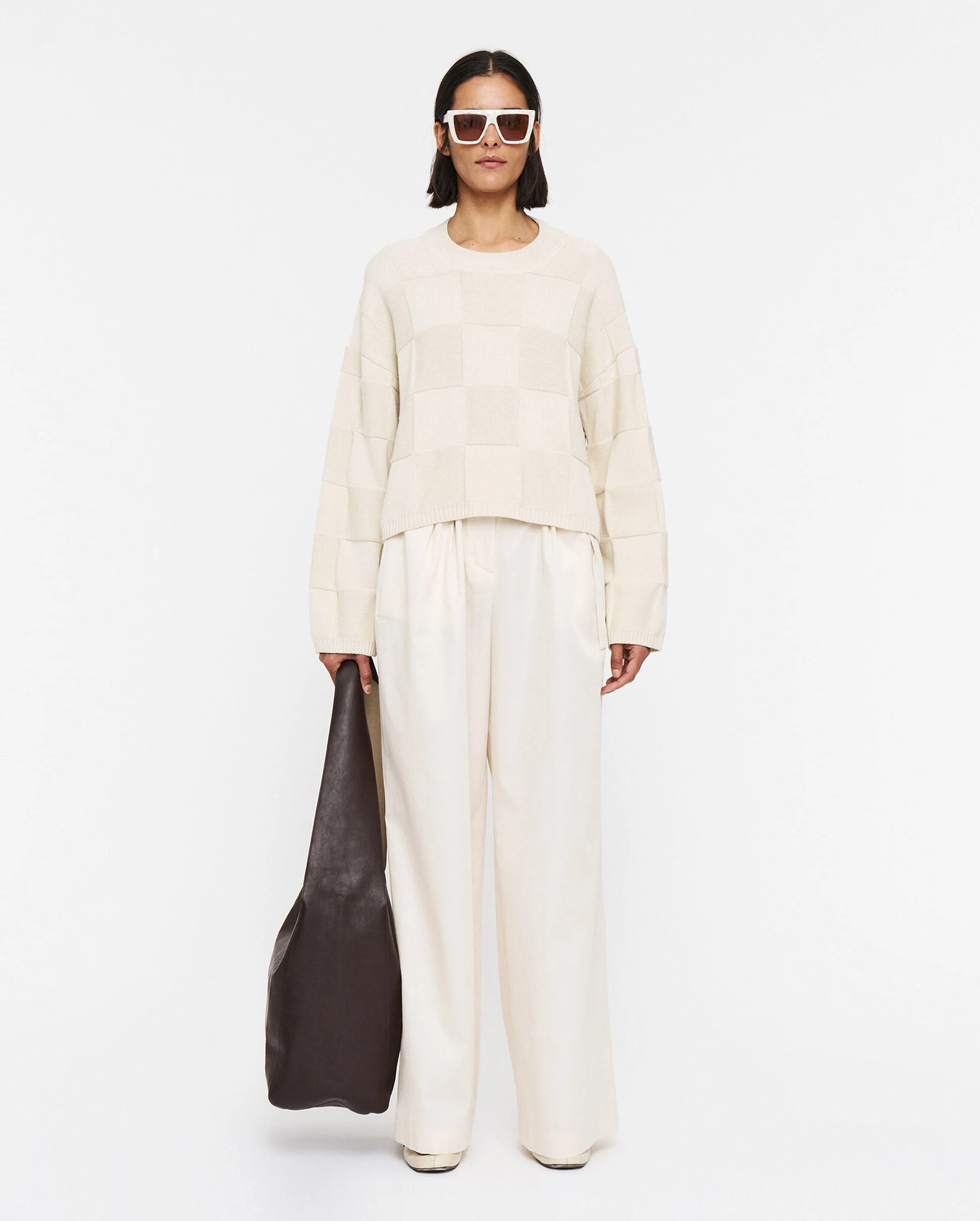 TEXTURED VICHY CREWNECK / PAPYRUS - Image 2