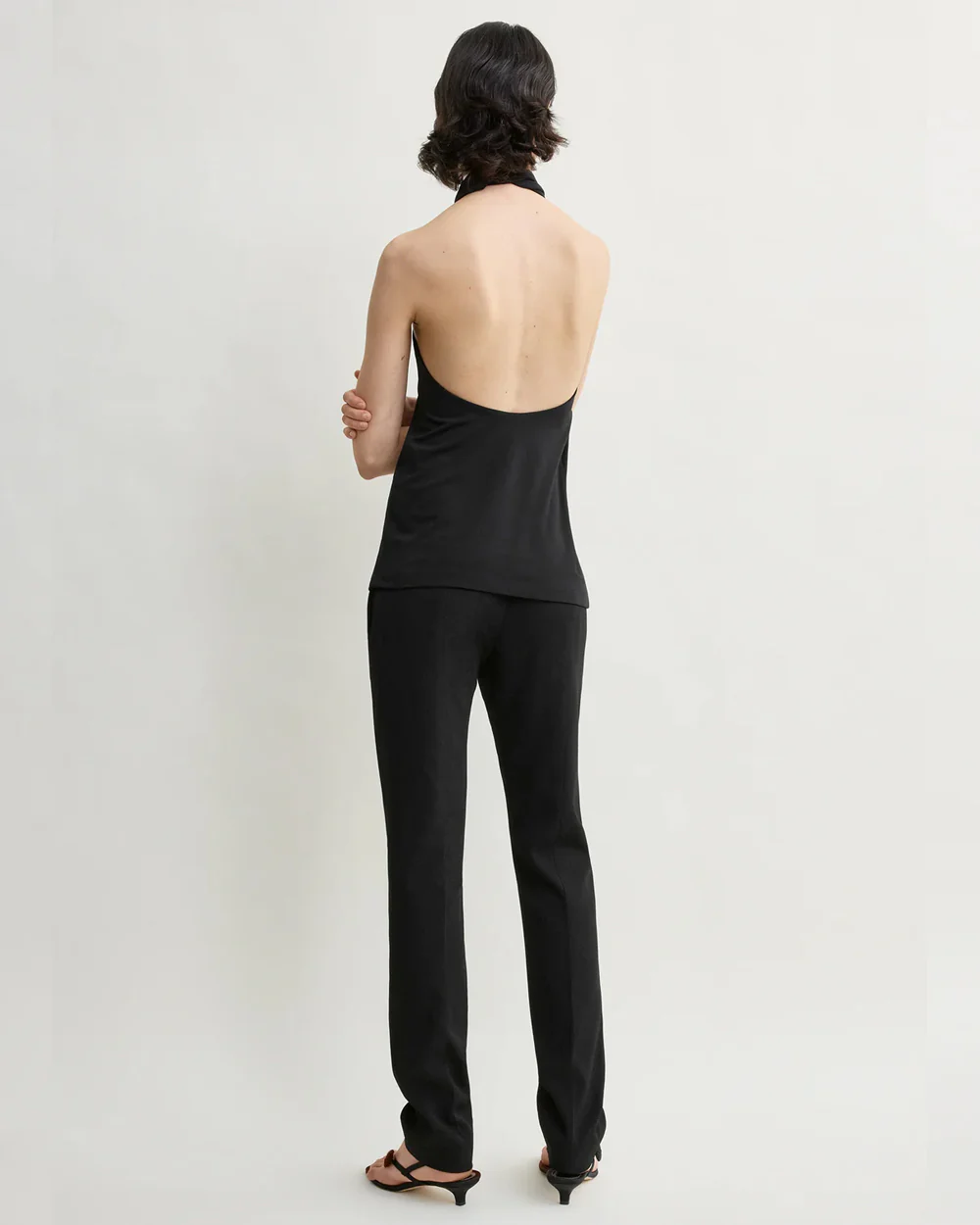TWISTED JERSEY HALTER TOP / BLACK - Image 4